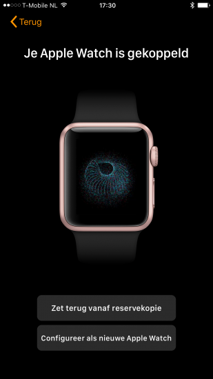 Apple Watch koppelen met reservekopie.