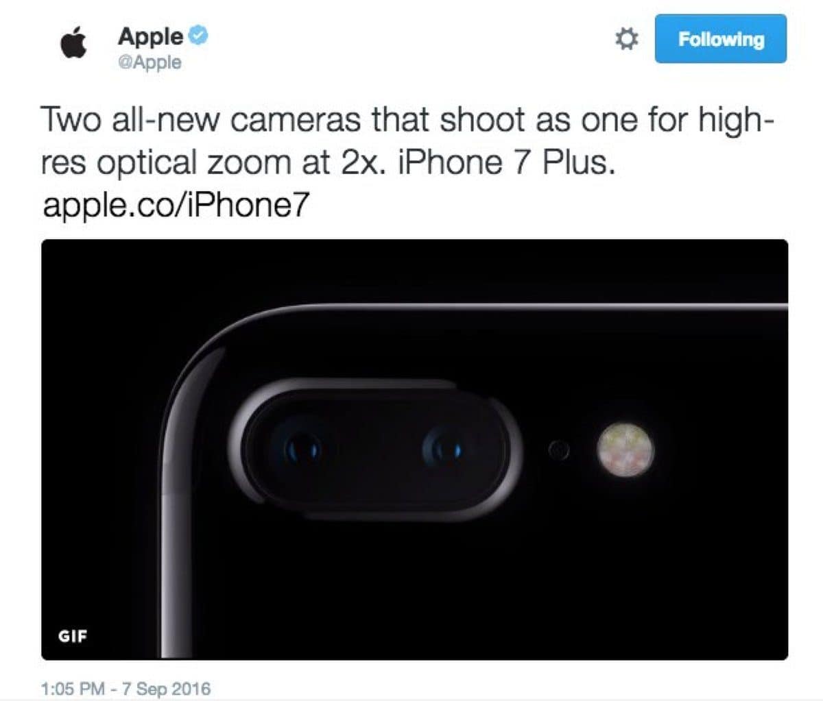 iPhone 7 Plus dubbele cameralens