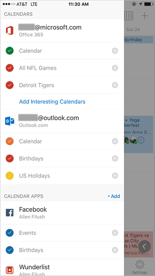 Outlook-agenda met interessante kalenders