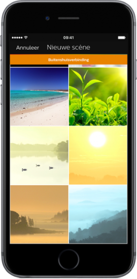 Philips Hue-app met afbeeldingen voor scenes.