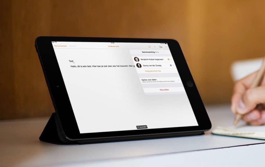 Samenwerken in iWork op de iPad.