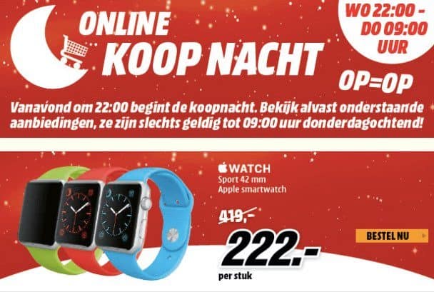 Schuur dwaas inkomen Koopje: Apple Watch voor 222 euro tijdens MediaMarkt koopnacht