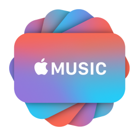 Apple Music-tegoedkaarten in een rondje.