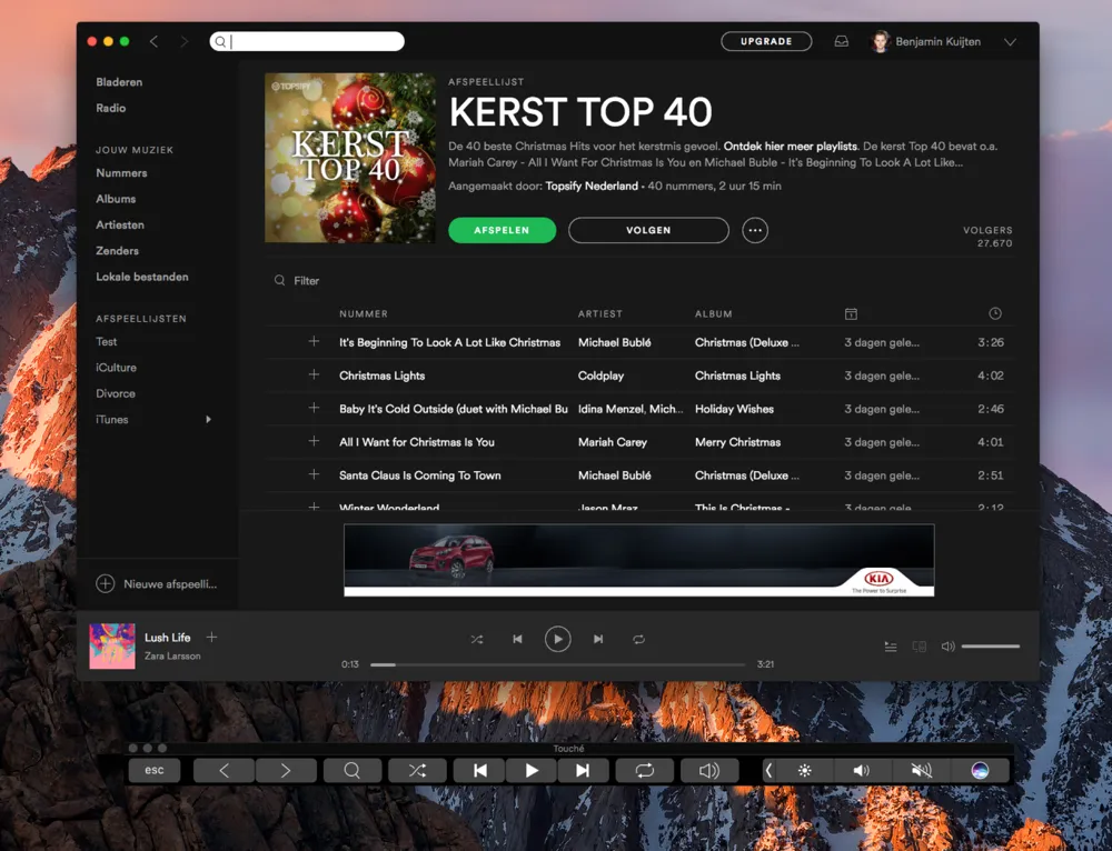 Spotify voor Mac werkt nu met de Touch Bar