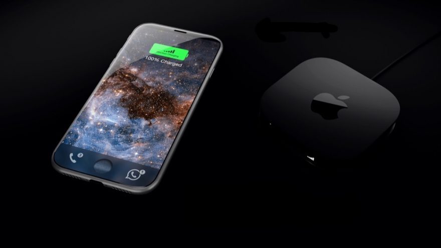 iPhone 8-concept met draadloze oplader.