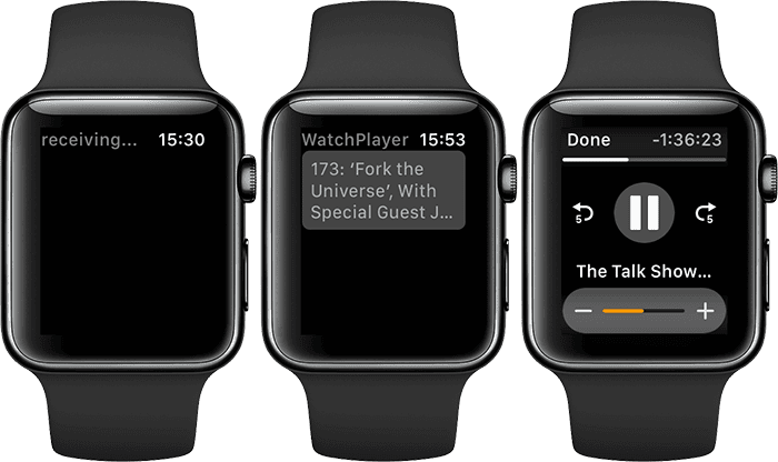 WatchPlayer op de Apple Watch