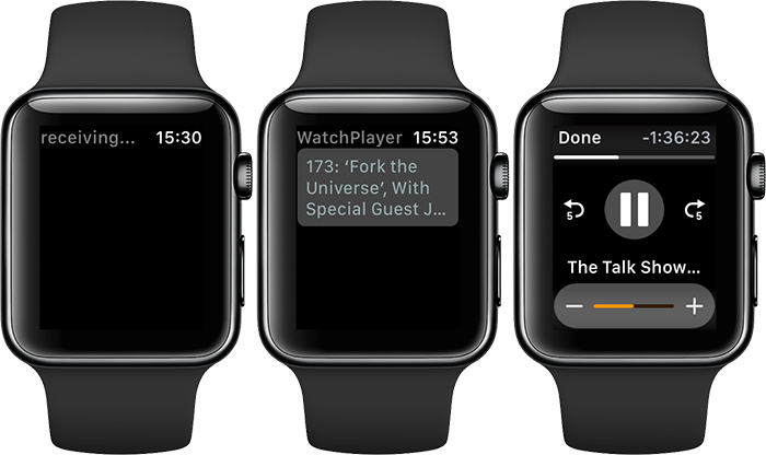 WatchPlayer op de Apple Watch