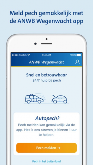 Wegenwacht Pechhulp-app van ANWB.