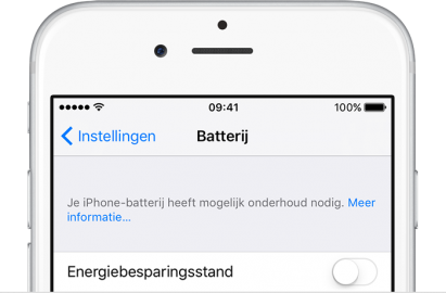 iOS 10.2.1 en later geeft een waarschuwing bij slechte batterij.