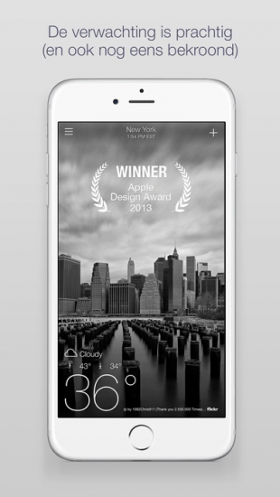 Yahoo Weather op de iPhone.