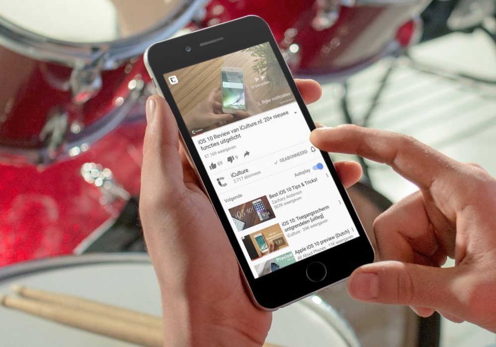 Tien seconden vooruit spoelen in de YouTube-app.