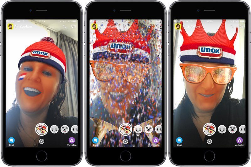Unox Snapchat-lens