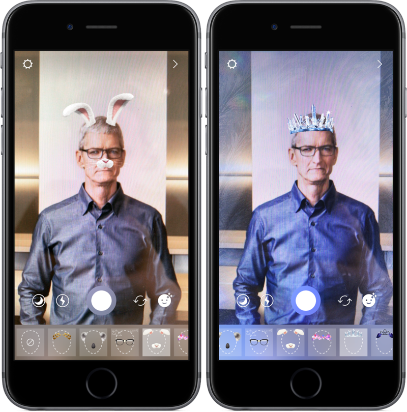 Instagram met filters op Tim Cook.