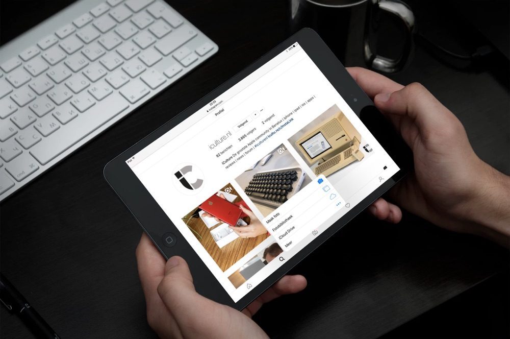 Instagram met mobiele site op de iPad.