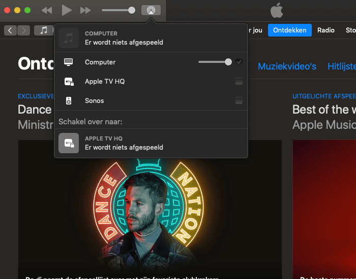 Muziek met AirPlay op  meerdere speakers afspelen via iTunes op de Mac.