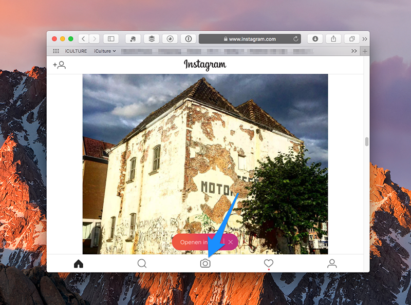 Instagram in Safari op de desktop