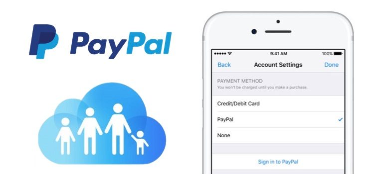 PayPal en Delen met gezin in iCloud.