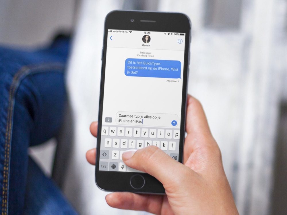 QuickType-toetsenbord op de iPhone.