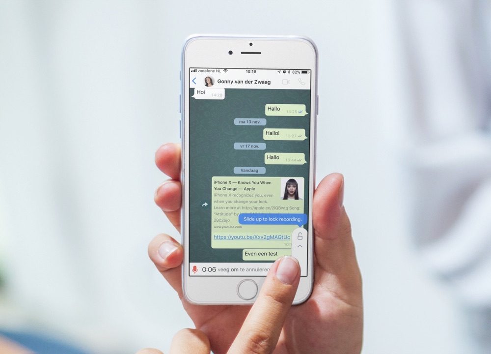 WhatsApp audiobericht sturen en vastzetten.