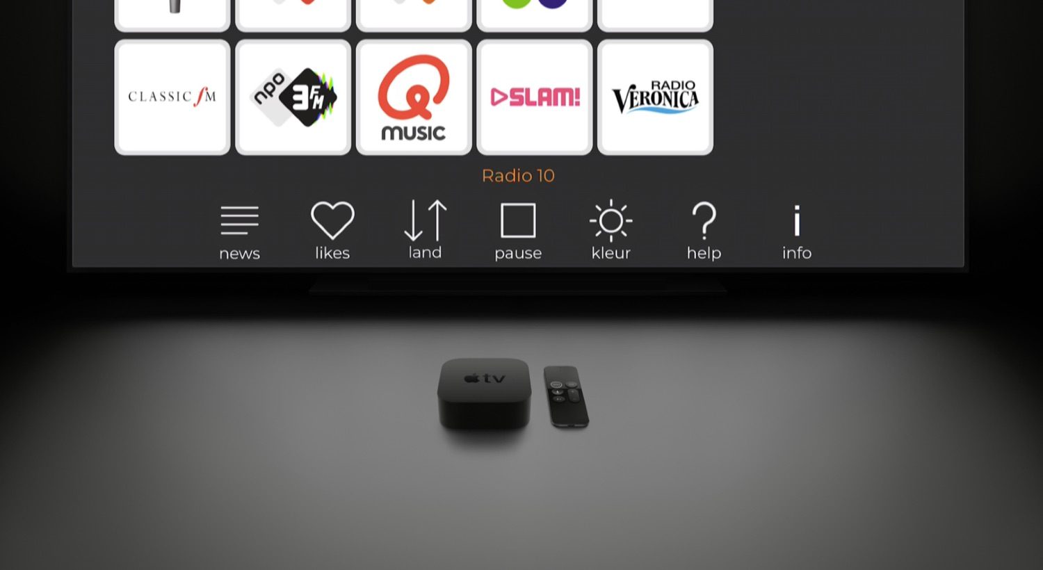 Radio-apps op Apple TV.