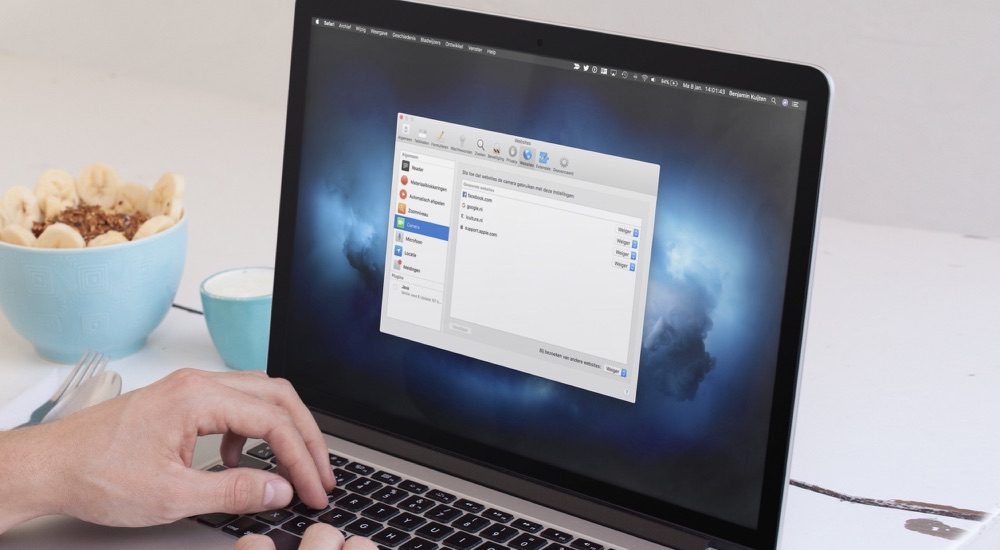 Safari instellingen op de Mac voor camera, microfoon en locatie.