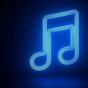 Apple Music-muzieknoot in neon.