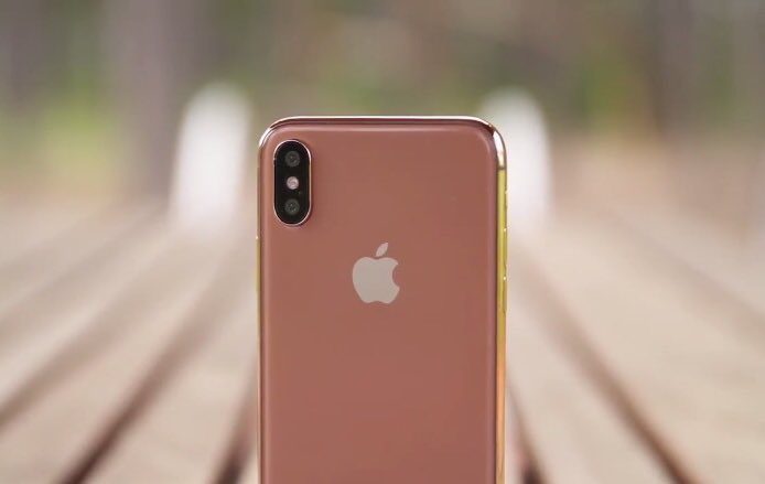 iPhone X in goud/koper.