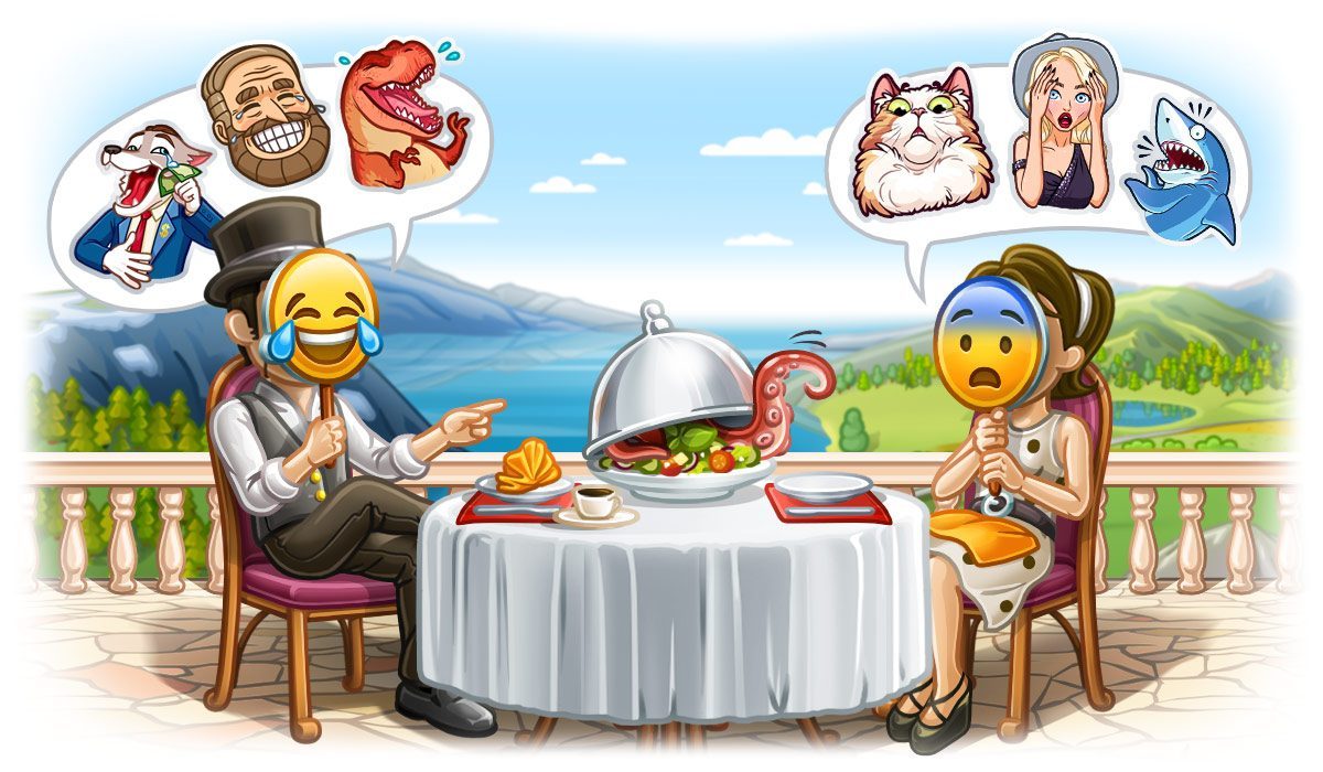 Telegram stickers met emoji's.