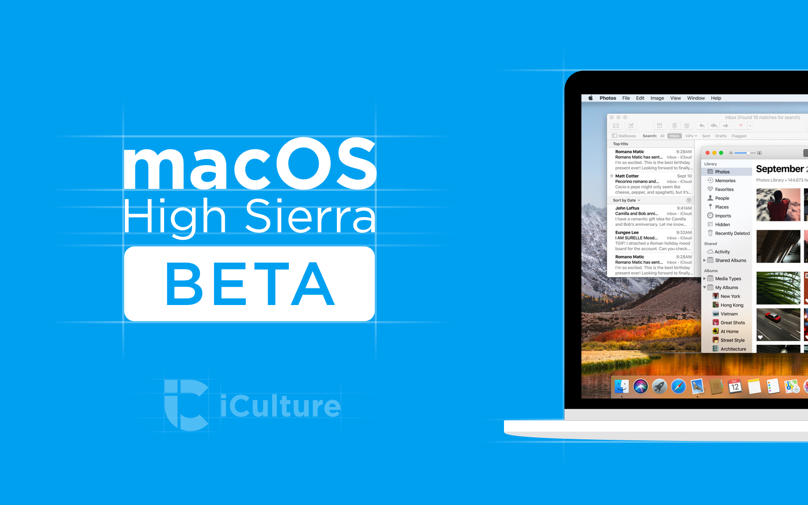 macOS High Sierra beta met Foto's.