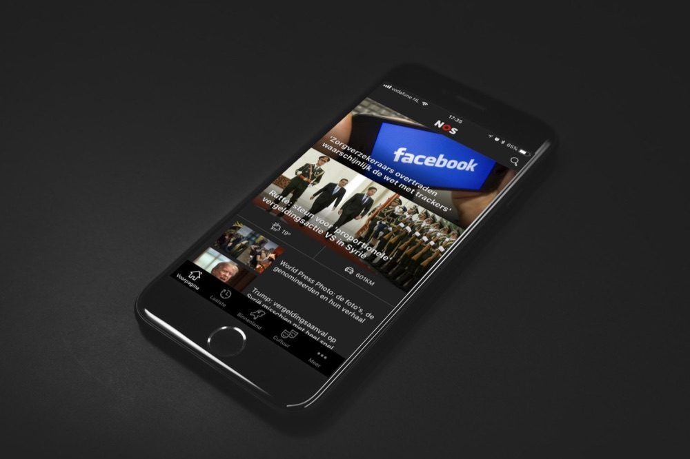 NOS met donker thema op de iPhone.