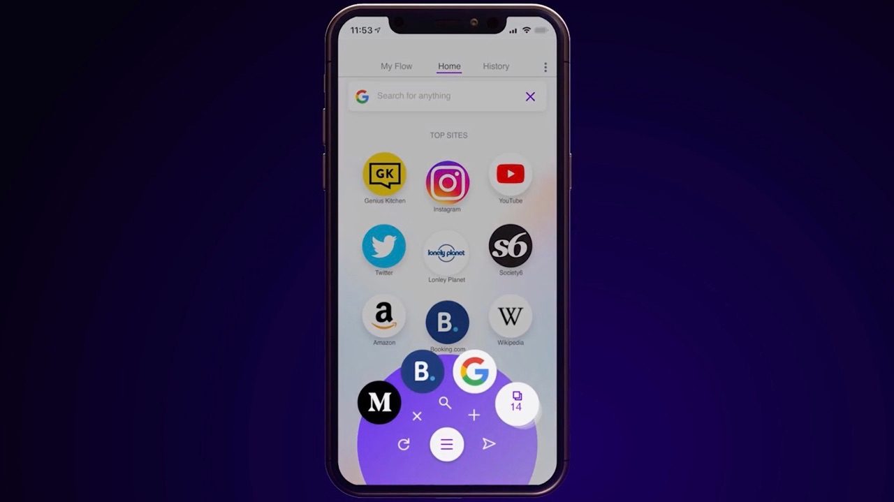 Opera Touch op de iPhone.