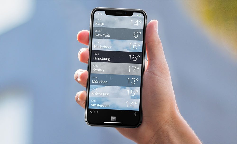 Weer-app op iPhone en iPad