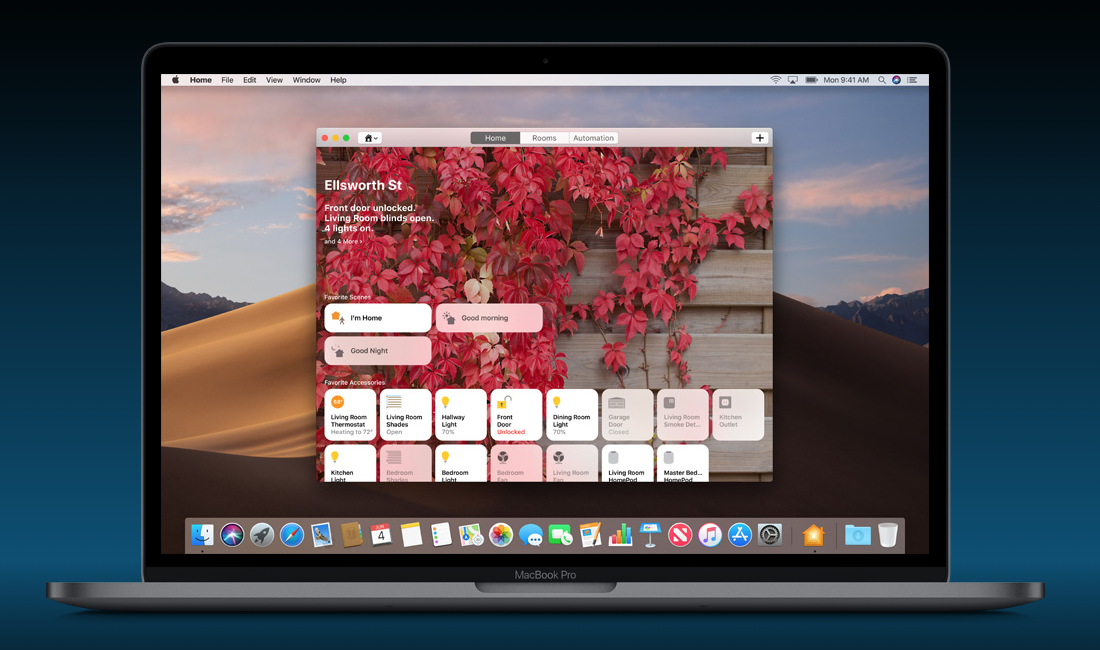 Woning-app voor HomeKit op een MacBook.