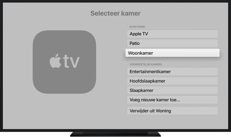 Apple TV toevoegen aan de Woning-app.