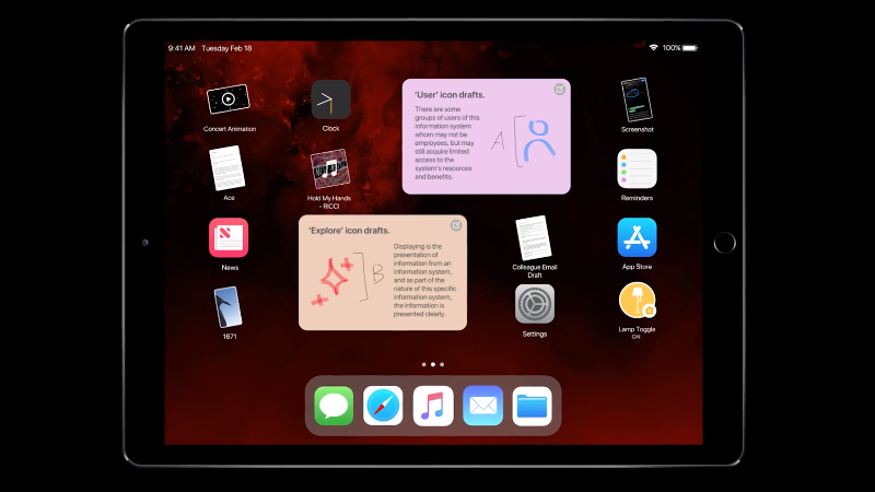 iOS 13-concept op de iPad.