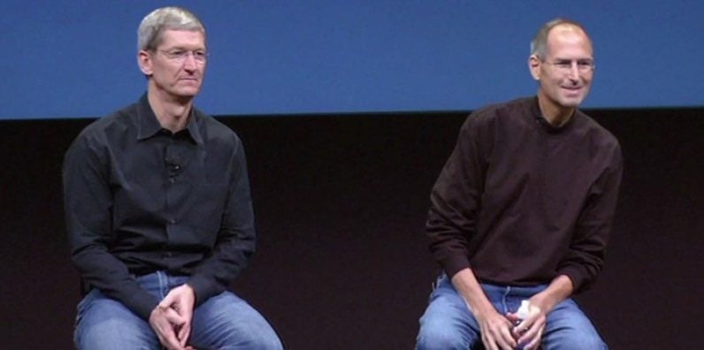 Tim Cook en Steve Jobs