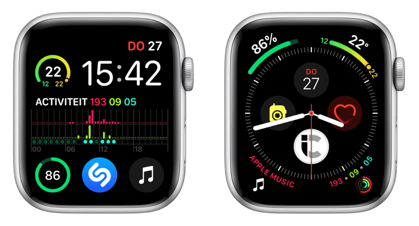 Infograaf wijzerplaten op Apple Watch Seriers 4.