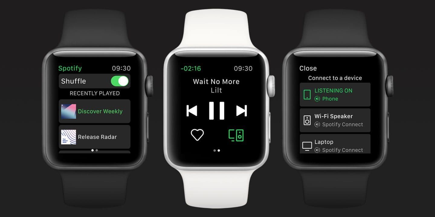 Apple Watch met muziek van Spotify.