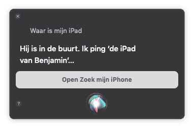 Zoek iPhone via Siri op de Mac.