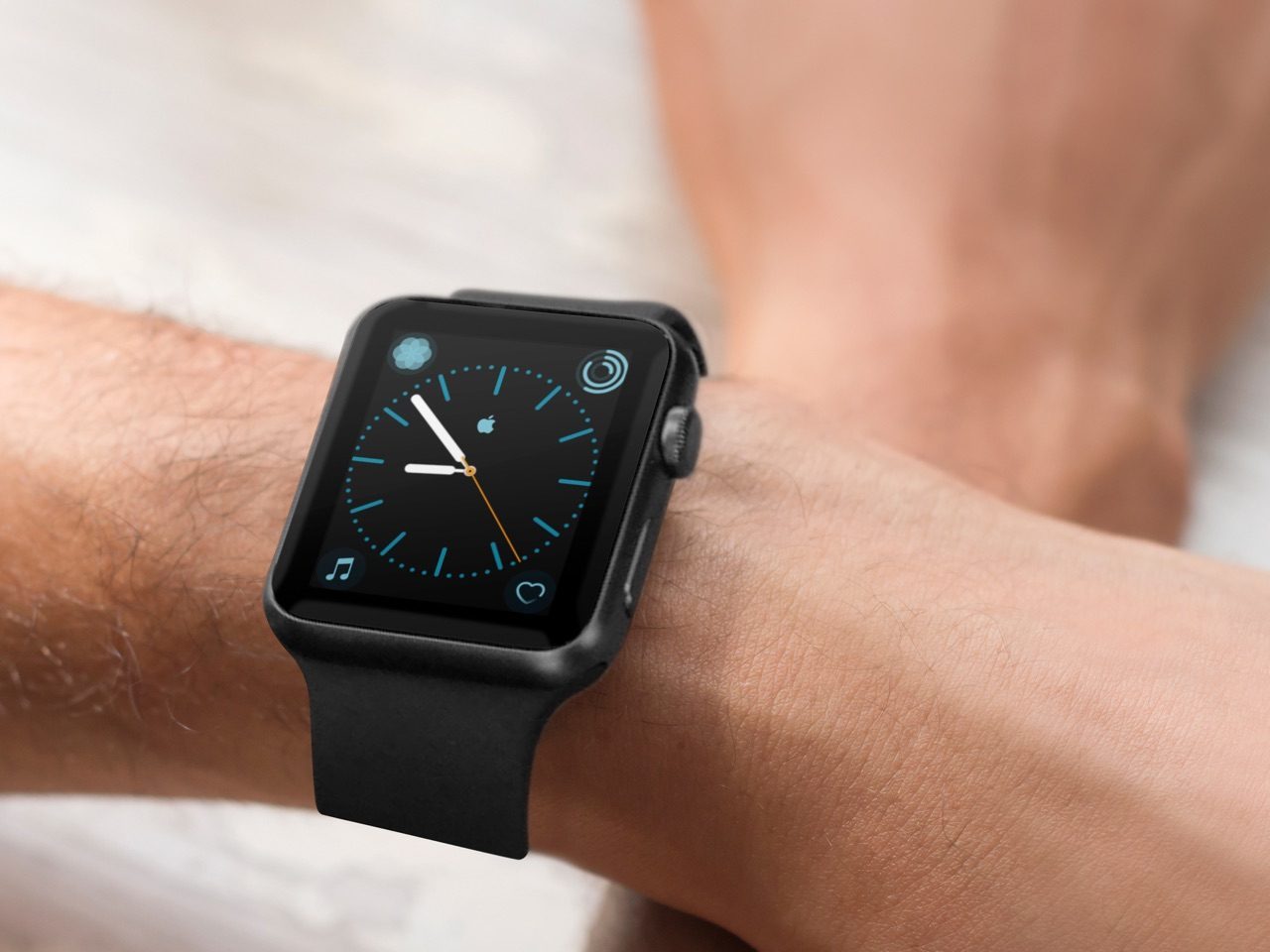Apple Watch-wijzerplaat met Apple-logo.