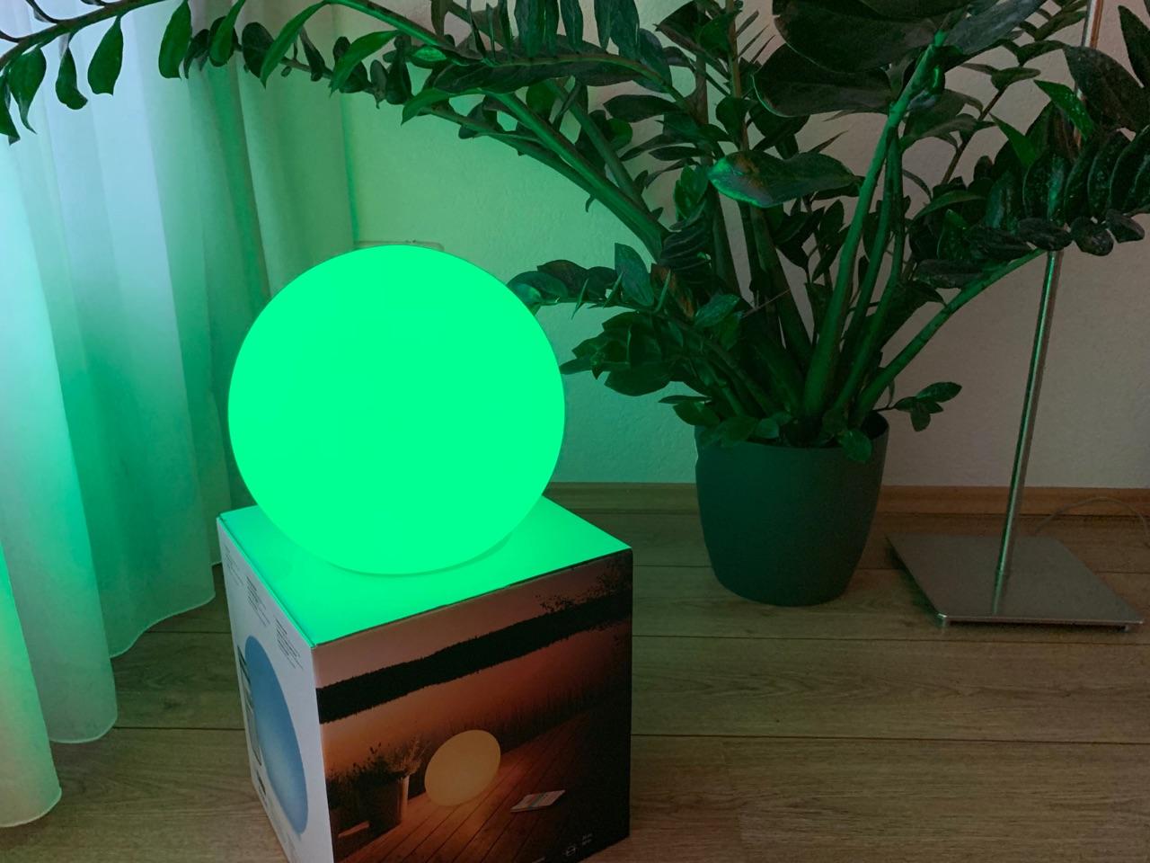 Eve Flare lichtbol bij plant.