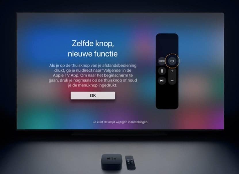 Apple TV thuisknop functie.