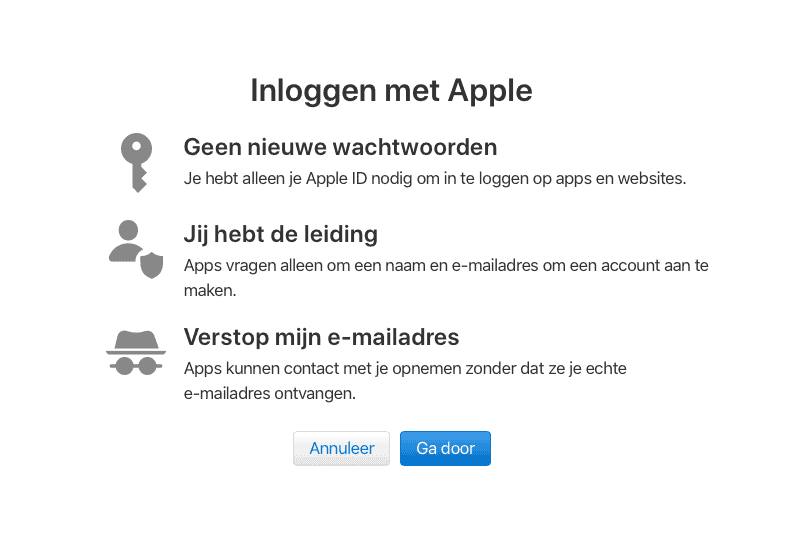 Inloggen met Apple: Sign in with Apple.