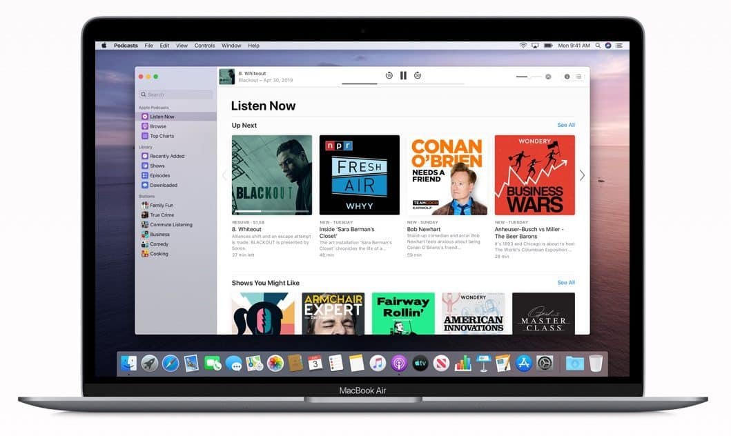 Apple Podcasts-app in macOS.