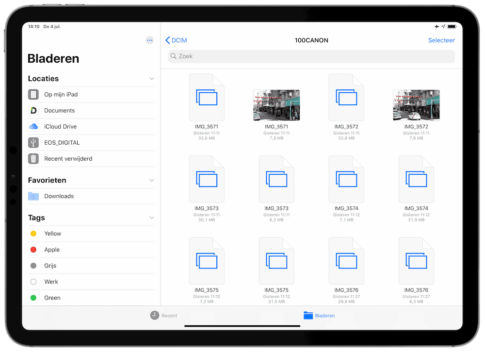 iPad Pro Bestanden app met SD-kaart