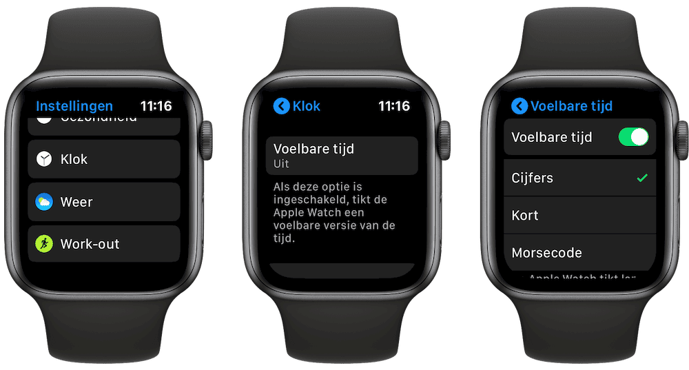Voelbare tijd op Apple Watch watchOS 6
