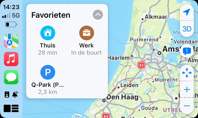 Apple Kaarten in CarPlay: navigeren naar favoriete locaties