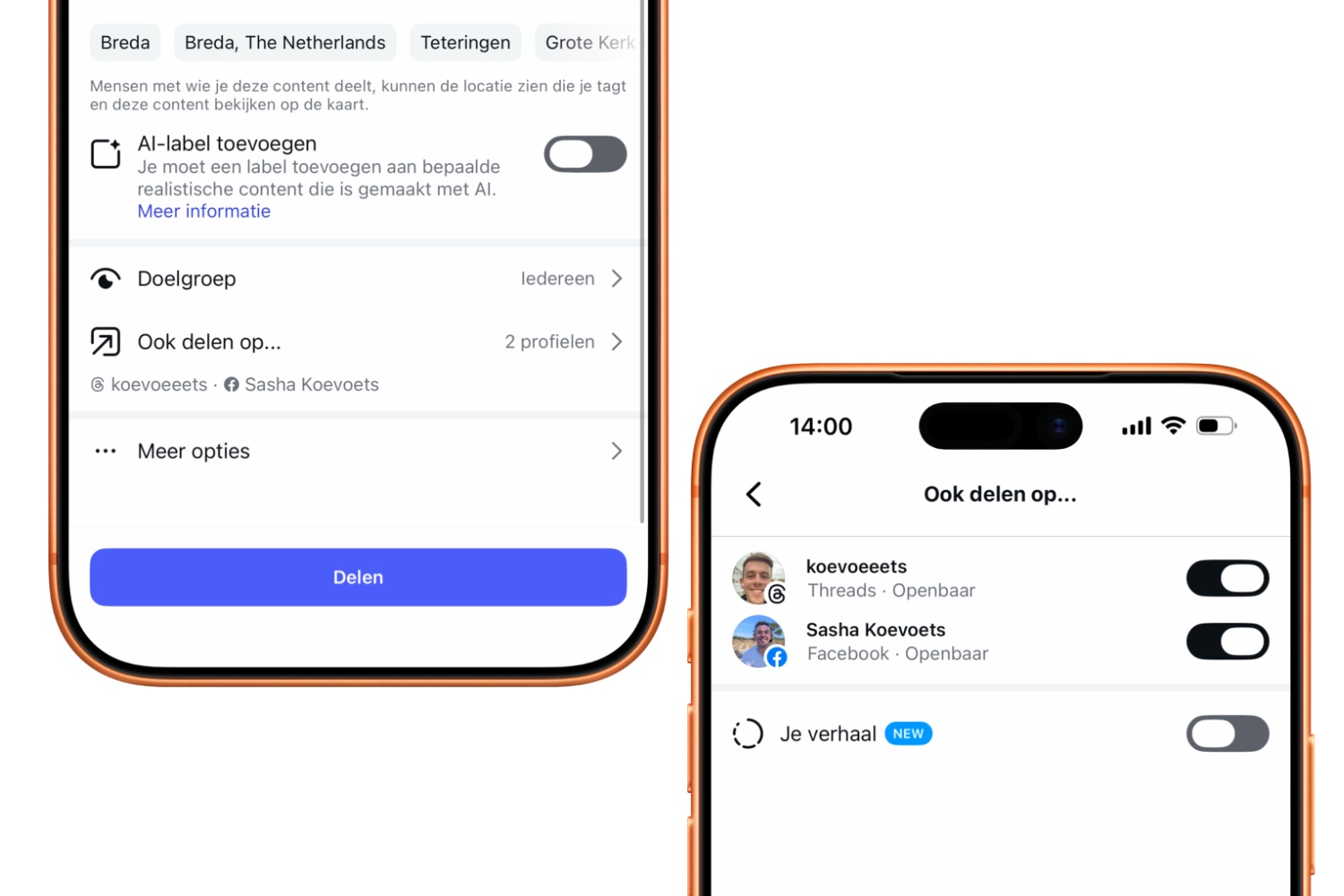 Delen op meerdere accounts