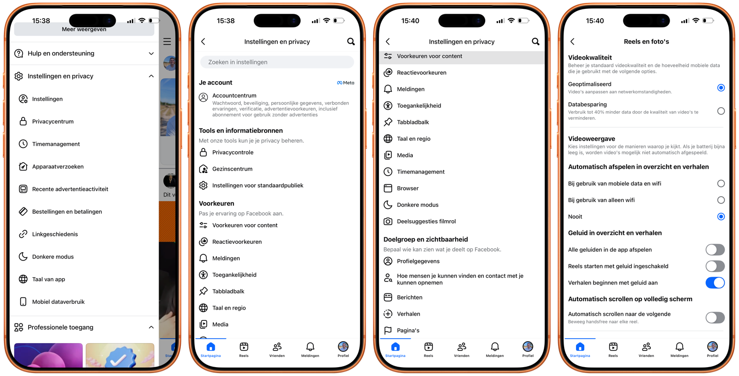 Geluid en media uitzetten FaceBook