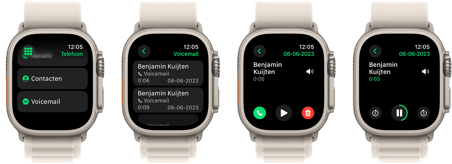 Visual Voicemail op de Apple Watch